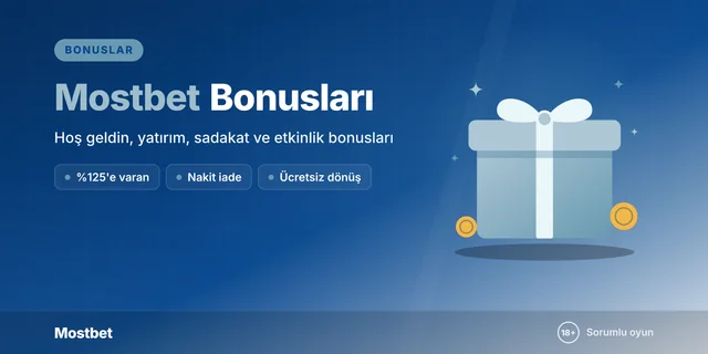 Mostbet bonusları rehberi kapağı: kurdeleli hediye kutusu ve madeni paralar