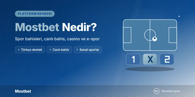 Mostbet bahis sitesi nedir rehberi kapağı: futbol sahası ve 1, X, 2 oran düğmeleri